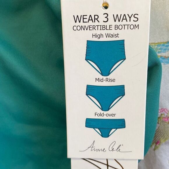 Anne Cole NWT Bikini Bottom Size 18W Ocean Green Teal 3-Way Convertible - Picture 3 of 11